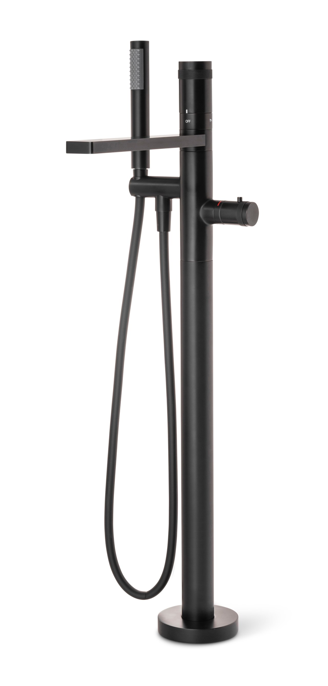 Blaufoss Sonic Thermostat freistehende Badewannen-Armatur mit Brausekopf, schwarz matt