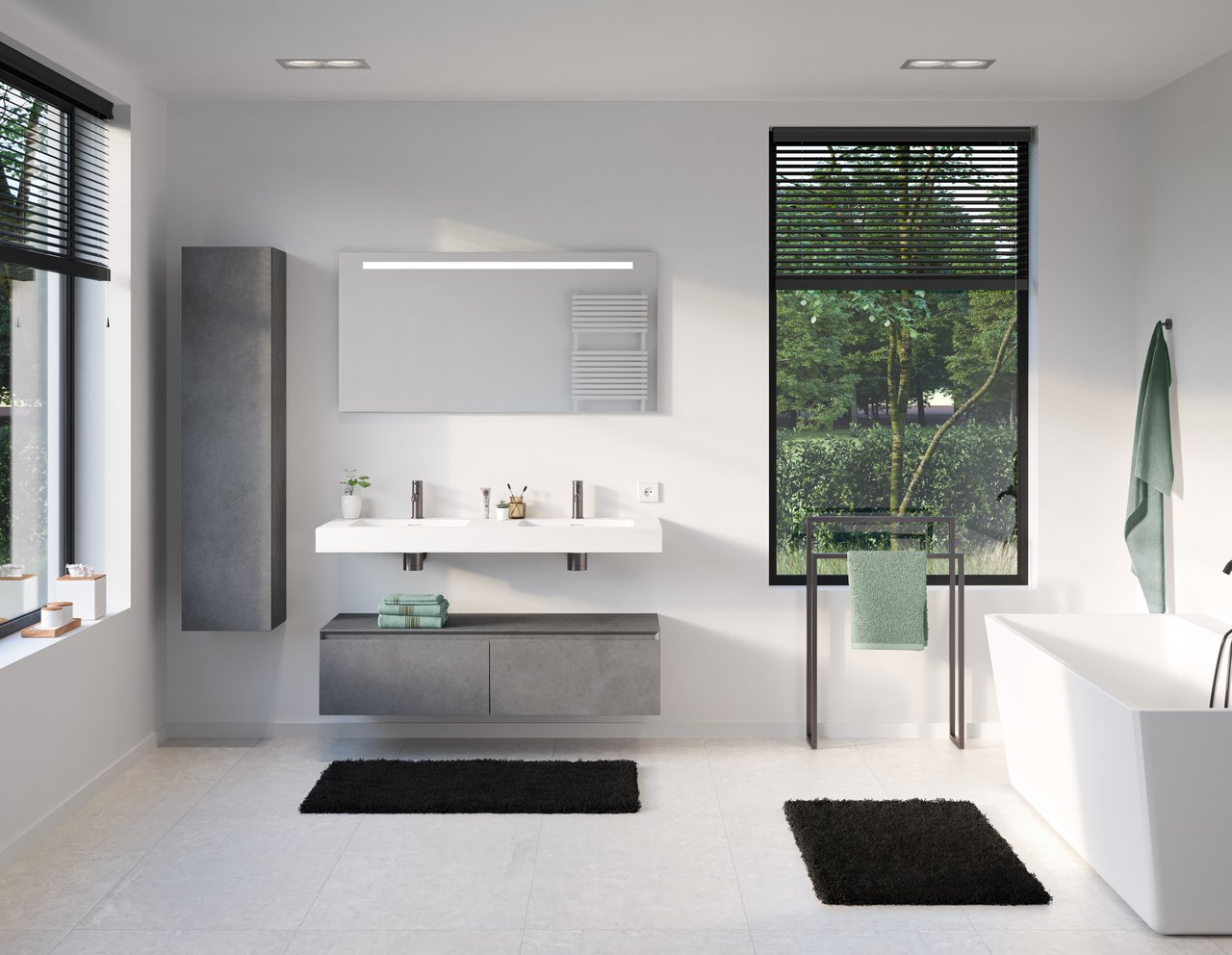 Storke Edge Modulo colonne salle de bains suspendue béton gris foncé 35 x 25 x 150 cm