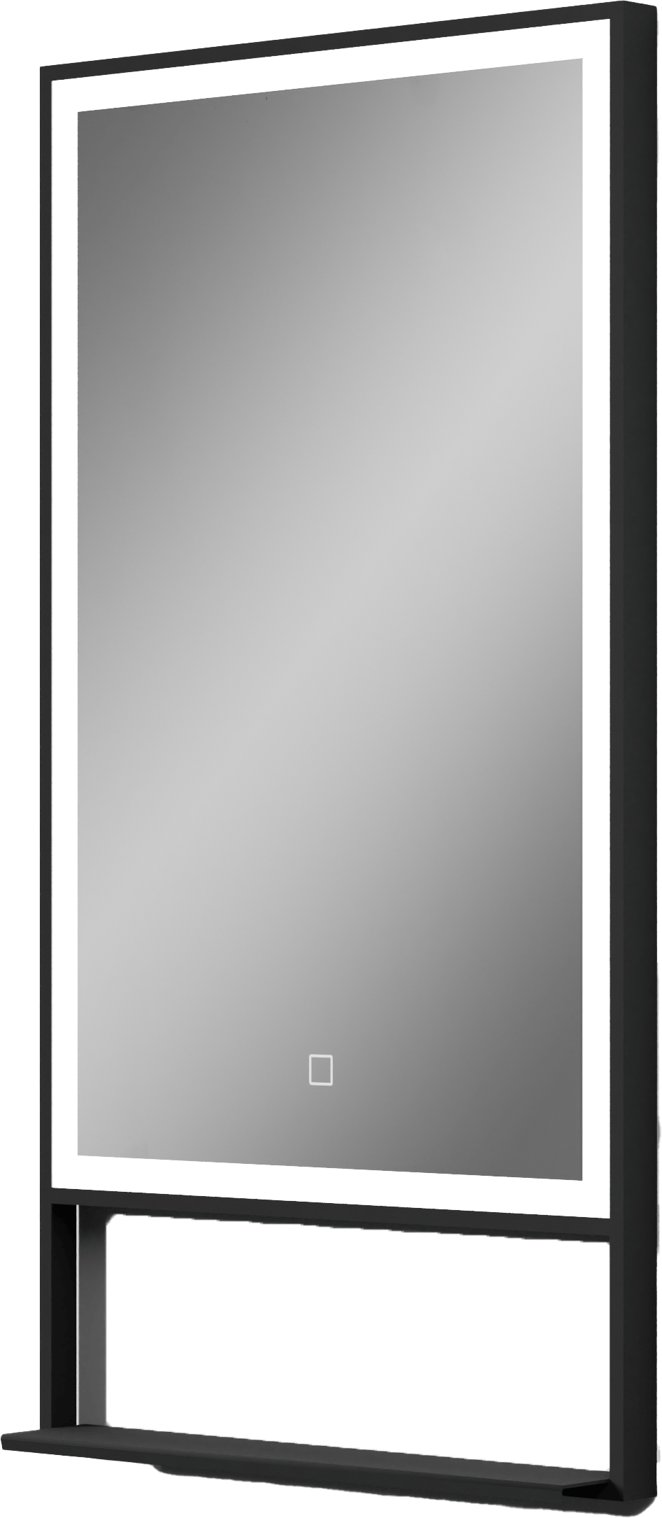Luca Varess Bridge rechthoekig badkamerspiegel zwart 45 x 85 cm met spiegelverlichting en anti-damp
