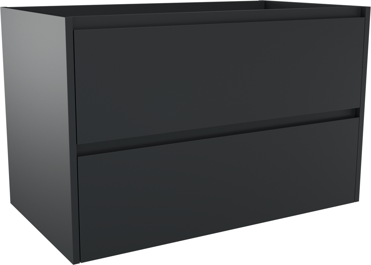 Storke Seda meuble sous-vasque suspendu 95 x 52 cm Noir Mat 2 tiroirs