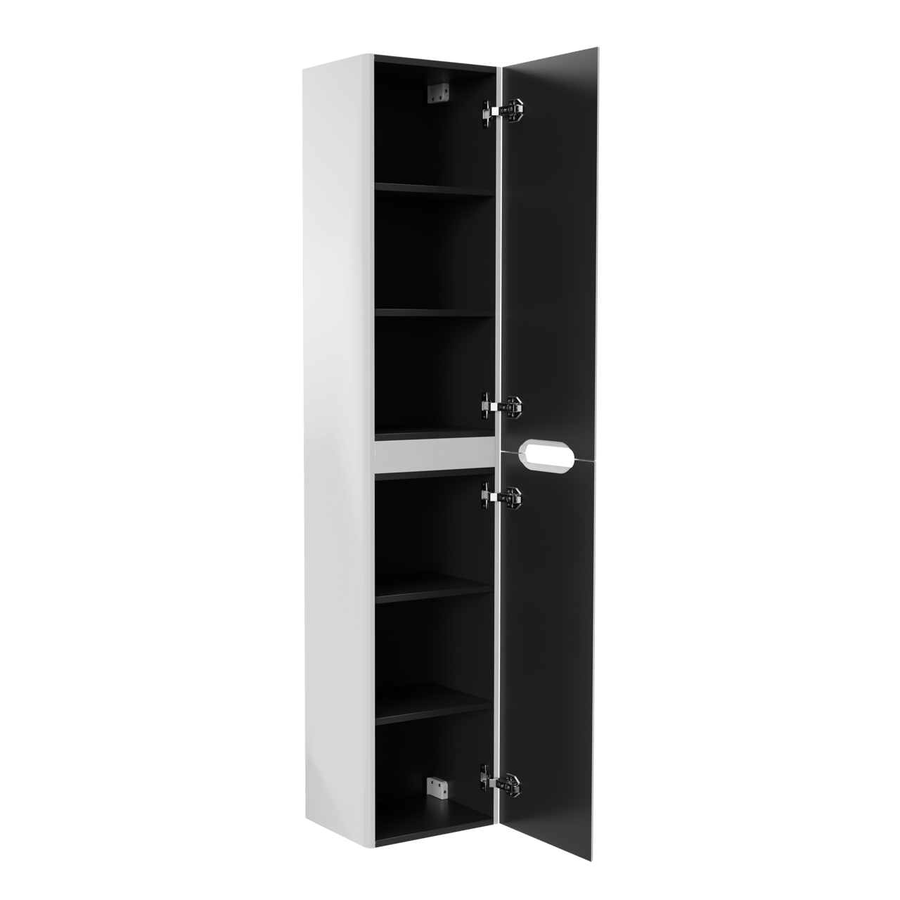 Linie Curvo hängender Hochschrank Weiβ glänzend 35 x 30 x 170 cm, Vert. Sym. Rippe