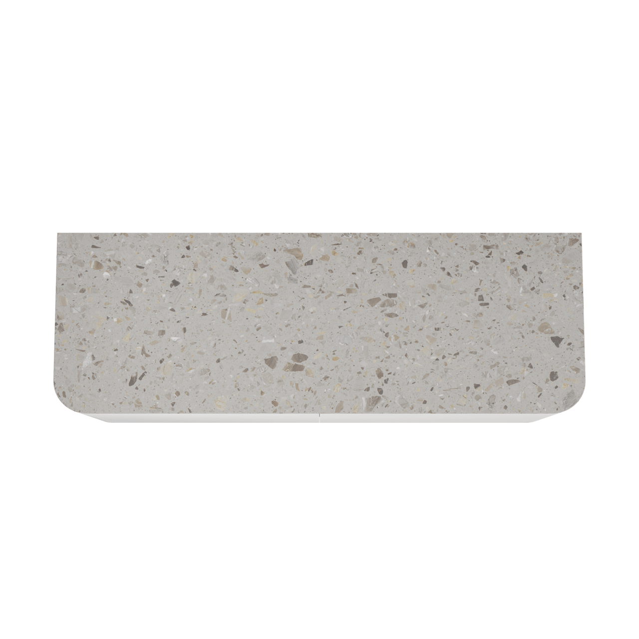 Balmani Moon hängendes Möbelstück Set: 160 x 55 cm, Weiß matt, mit Moon Einzel- oder Doppel Waschtischplatte, Terrazzo in Greige