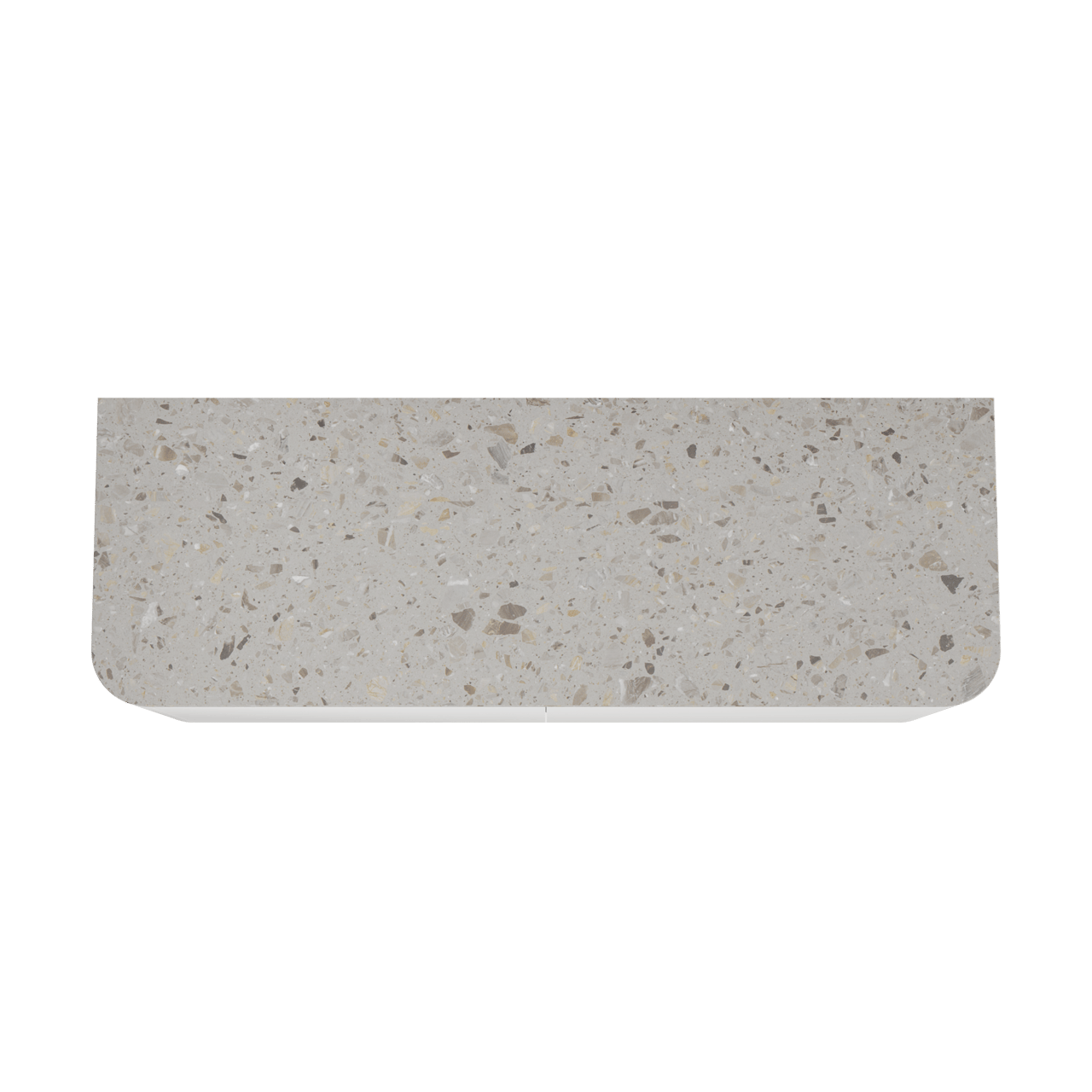 Balmani Moon hängendes Möbelstück Set: 160 x 55 cm, Weiß matt, mit Moon Einzel- oder Doppel Waschtischplatte, Terrazzo in Greige