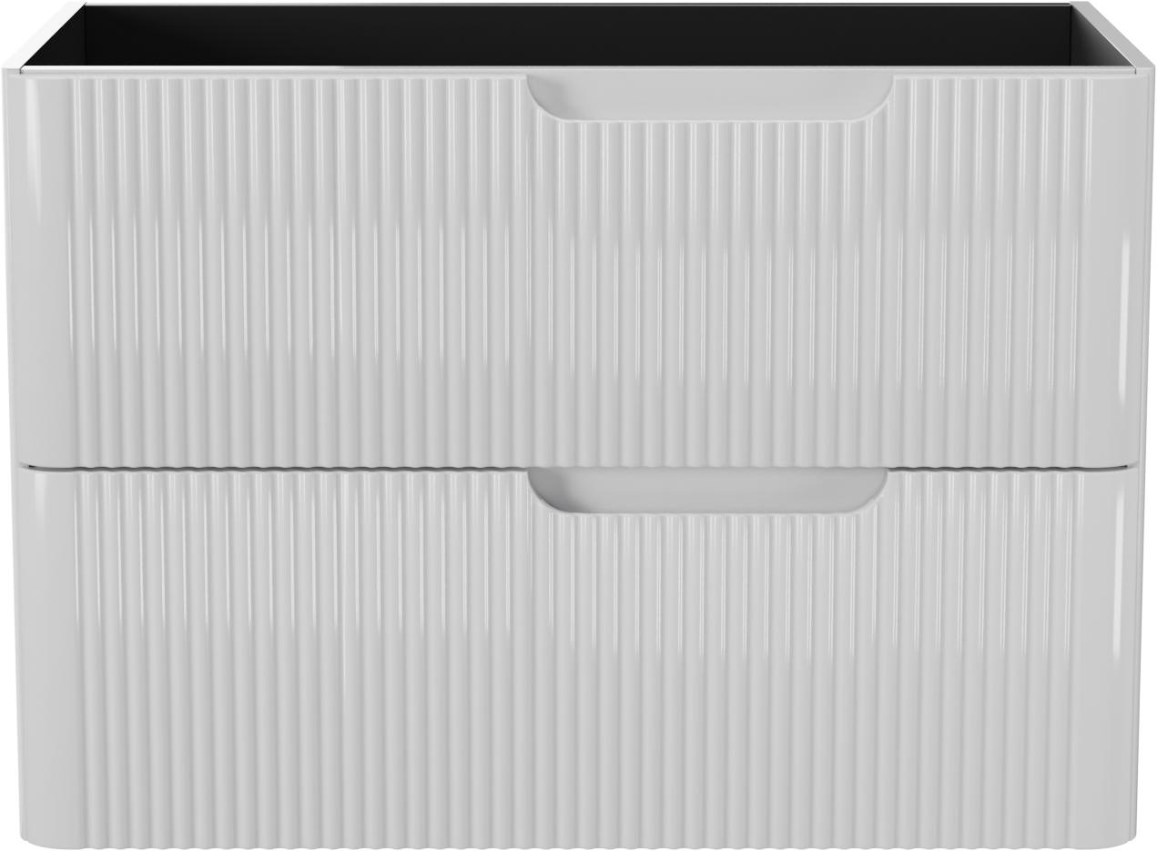 Linie Curvo hängender möbelstück Waschtischunterschränke 80 x 46 cm Weiβ glänzend 2 Schubladen, Vert. Sym. Rippe