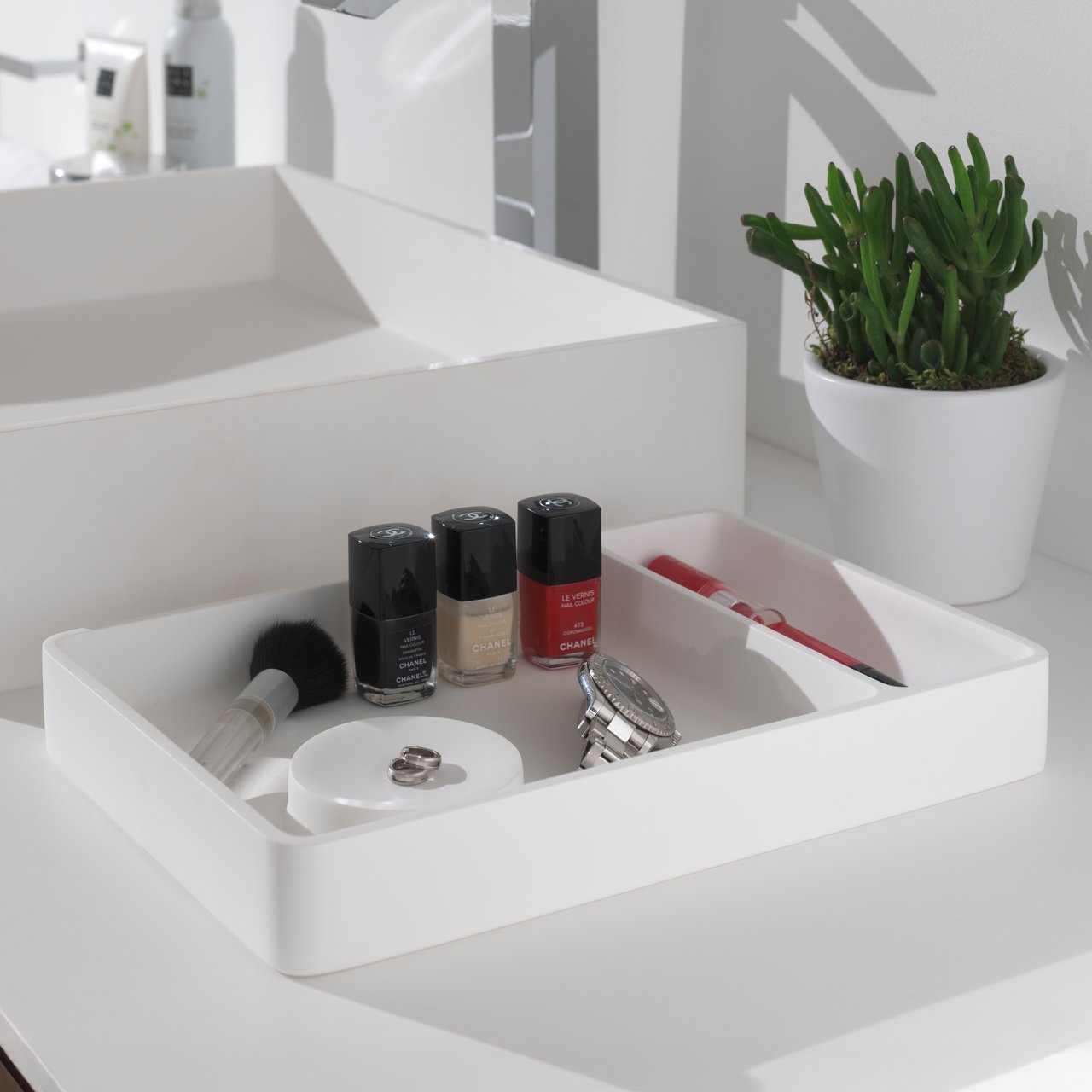 Balmani Spazio cosmetica schaal wit Solid Surface 32x22cm