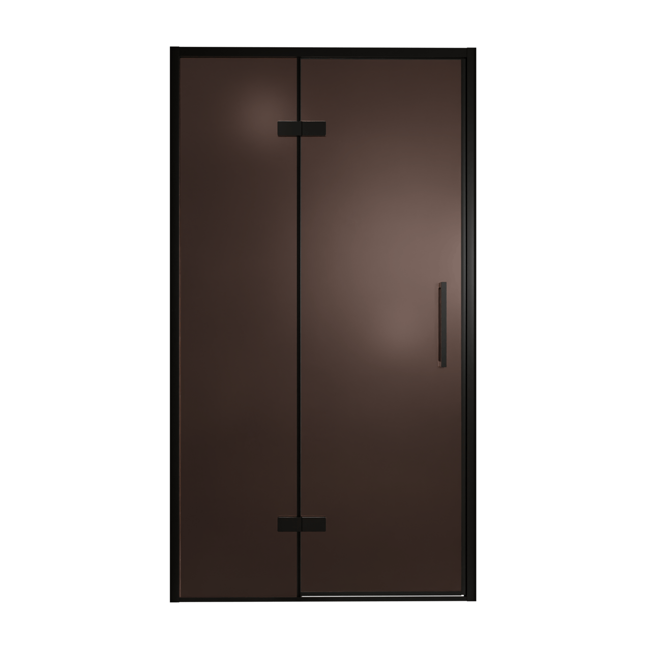 Balmani Senses Design douche draaideur links 120 cm x 210 cm Brons glas, Zwarte profielen