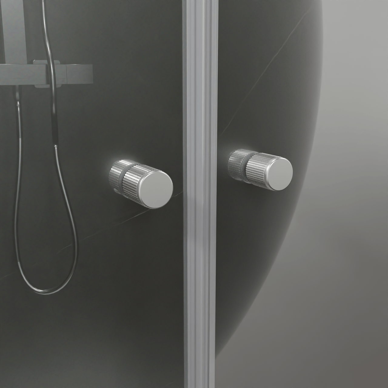 Luca Varess Kuresa porte battante 90 x 200 cm verre transparent profil chrome brillant