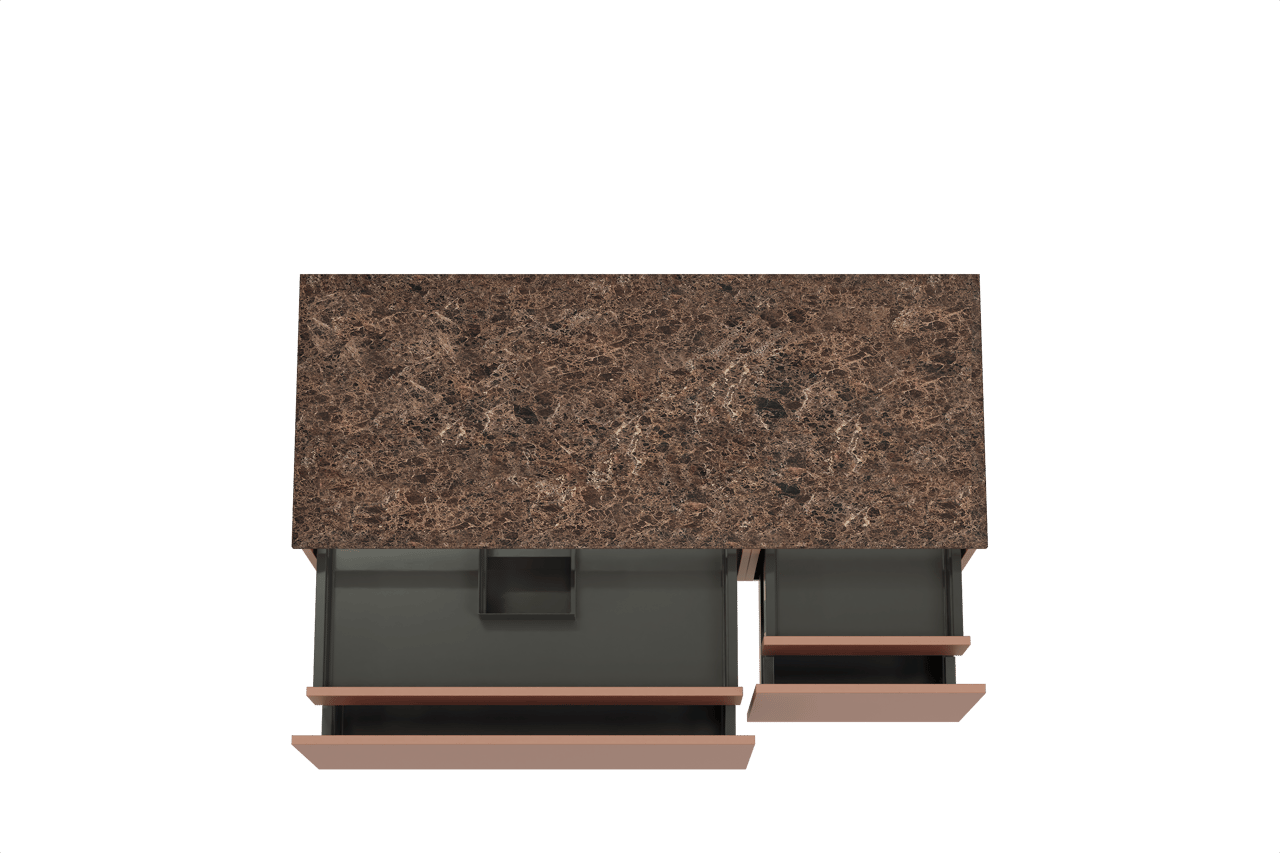 Balmani Sfera hängendes Möbelstück Set: 135 x 55 cm, Cotto, mit Stretto Einzel- oder Doppel Waschtischplatte, Marmor Dark Emperador