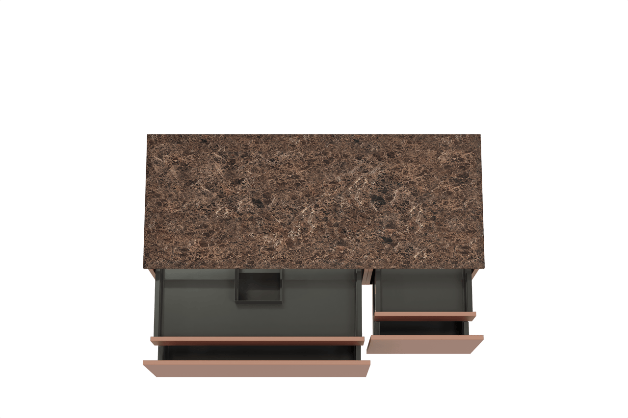 Balmani Sfera hängendes Möbelstück Set: 135 x 55 cm, Cotto, mit Stretto Einzel- oder Doppel Waschtischplatte, Marmor Dark Emperador