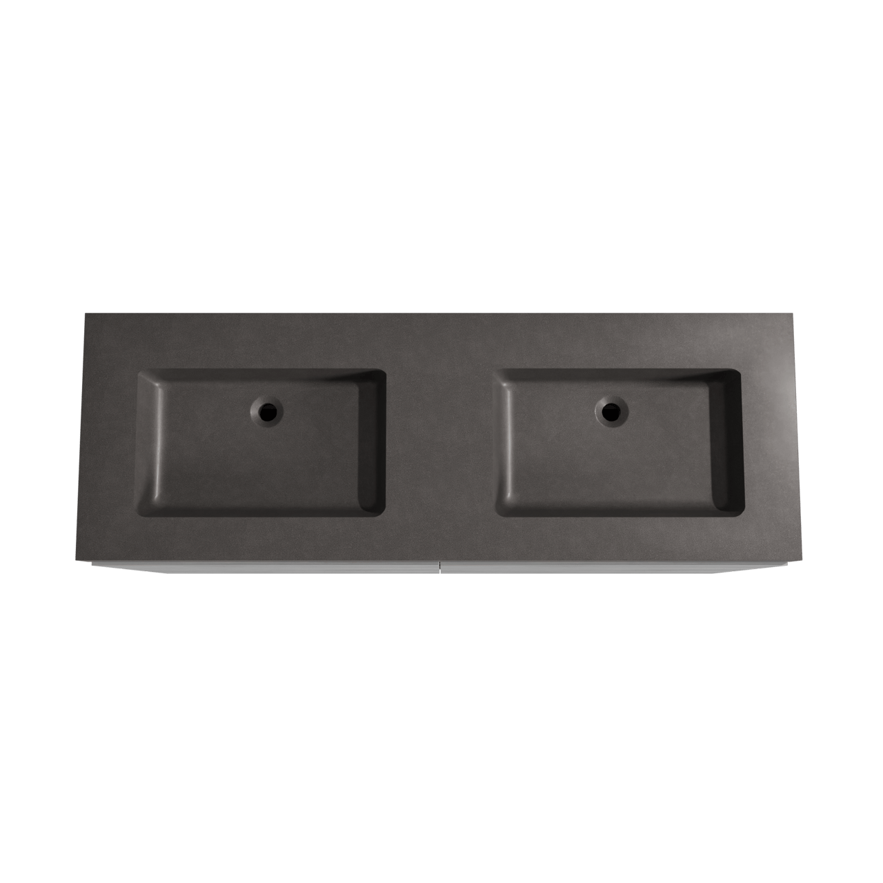 Storke Edge staand badkamermeubel 150 x 52 cm beton donkergrijs met Scuro High dubbele wastafel in kwarts mat zwart