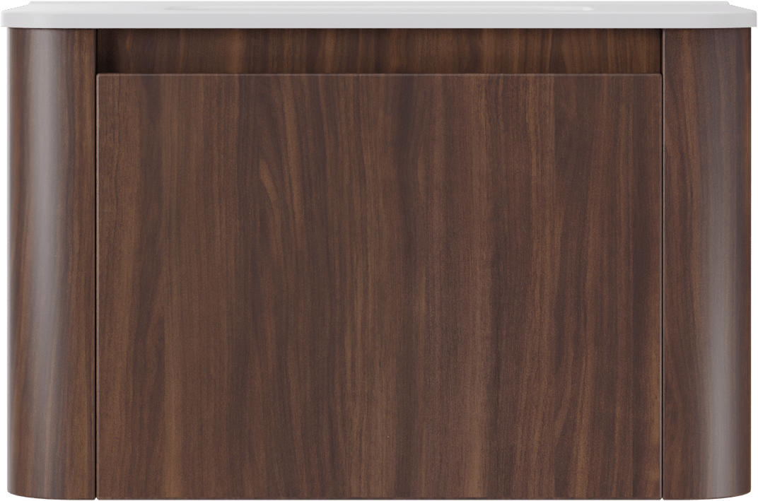 Storke Soft meuble salle de bains suspendu 80 x 46 cm noyer avec Kera Soft plan simple en porcelaine blanc mat