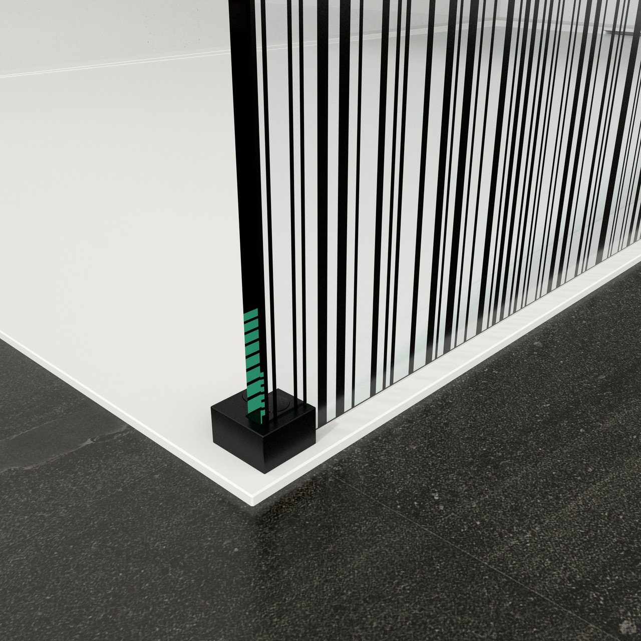 Balmani Modular Walk-In-Dusche 80 x 200 cm, Strichcode schwarz Glas , Profil schwarz matt