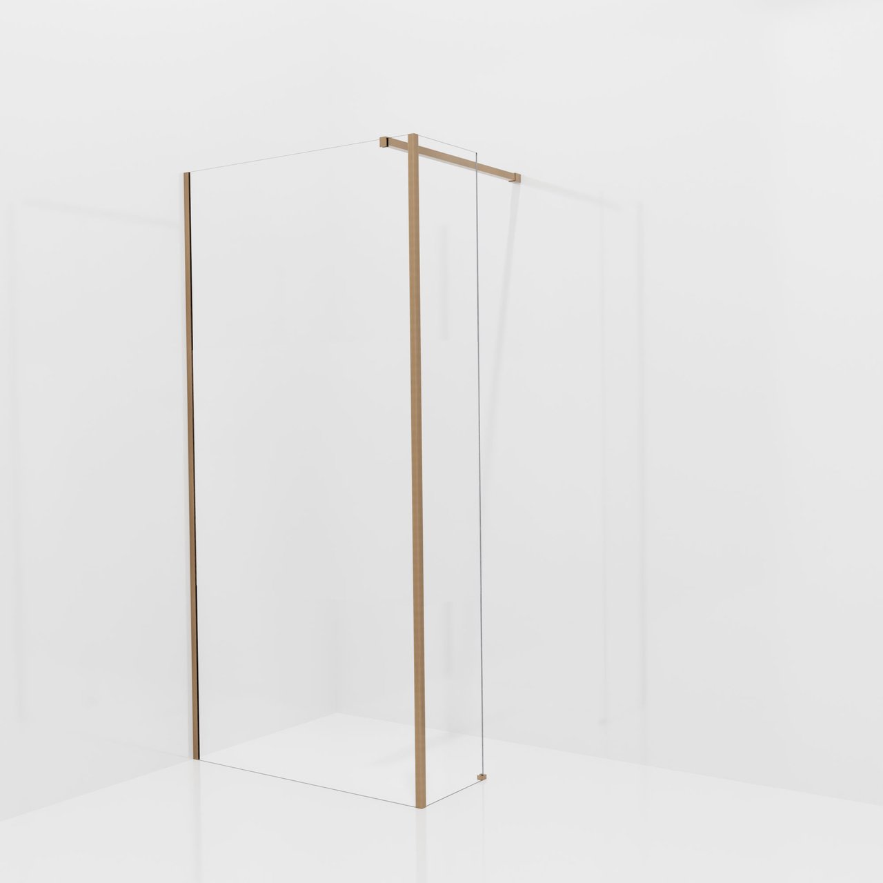 Balmani Modular Walk-In Dusche mit fester Seitenwand: 100 x 200 cm, Klarglas mit mattiertem Streifen, inklusive Coating, Profil Brushed Rosegold