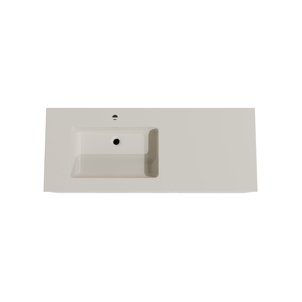 Storke Edge meuble salle de bains suspendu 130 x 52 cm blanc mat avec Diva vasque asymétrique gauche en top solid soie grise