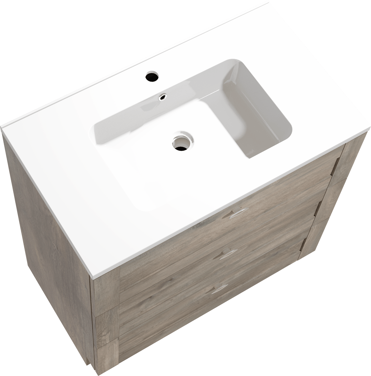 Linie Classo meuble salle de bains à poser 80 x 46 cm chêne gris avec Vano plan simple en marbre composite blanc brillant