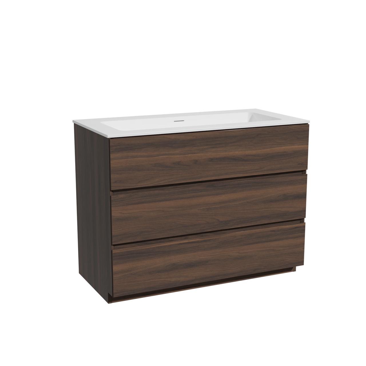 Storke Edge meuble salle de bains à poser 105 x 52 cm noyer avec Mata lavabo simple pour 2 trous de robinet en solid surface blanc mat