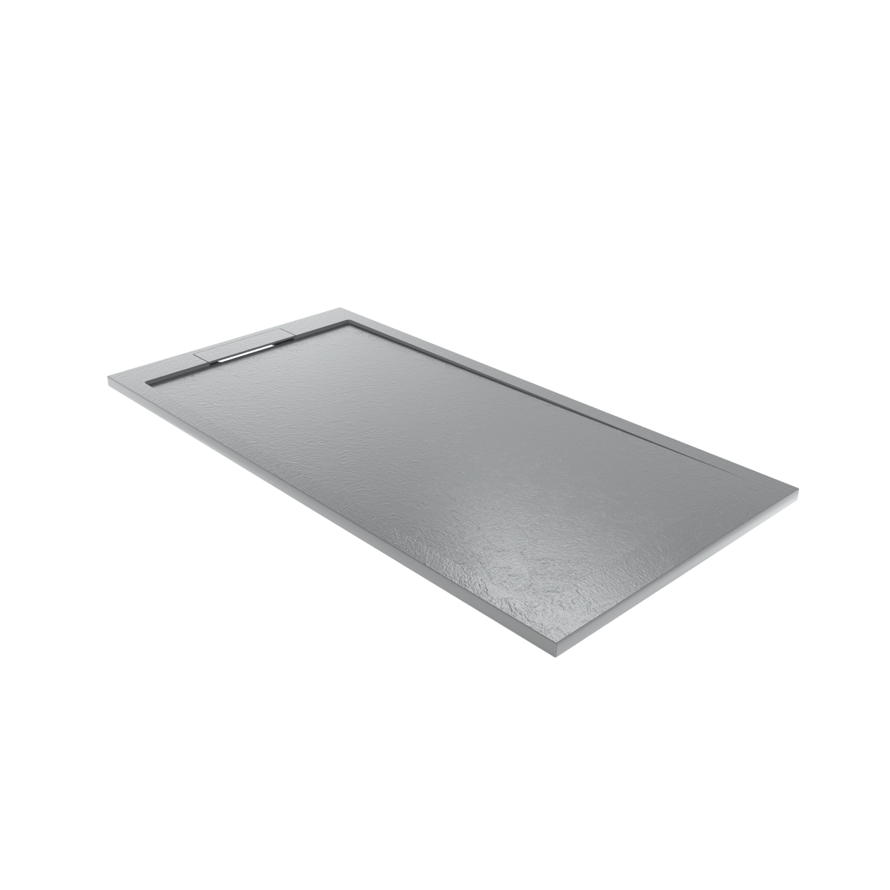 Balmani Indus douchebak 160 x 80 cm composietmarmer donkergrijs leisteenstructuur