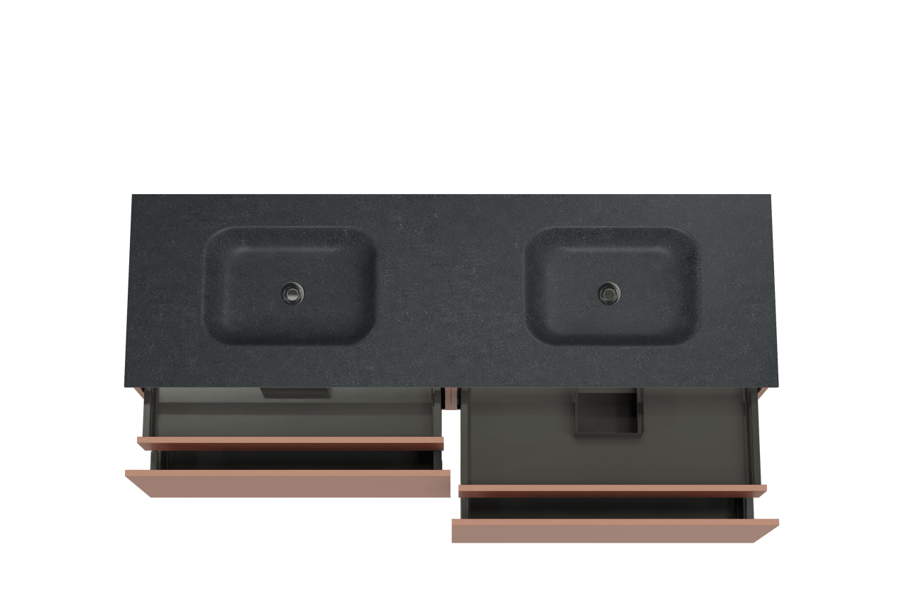 Balmani Sfera meuble salle de bains suspendu 180 x 55 cm cotto avec Tablo Arcato double vasque en granit noir