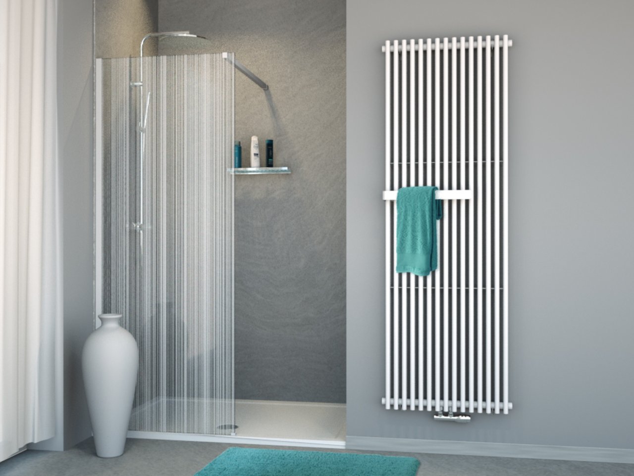 Balmani Modular nisdouche 80 x 200 cm barcode wit glas mat wit profiel