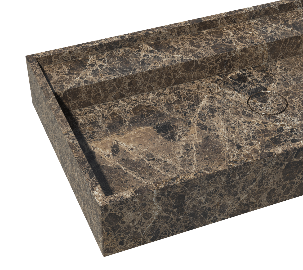 Balmani Cubo dubbele wastafel Dark Emperador marmer 160 x 49 cm