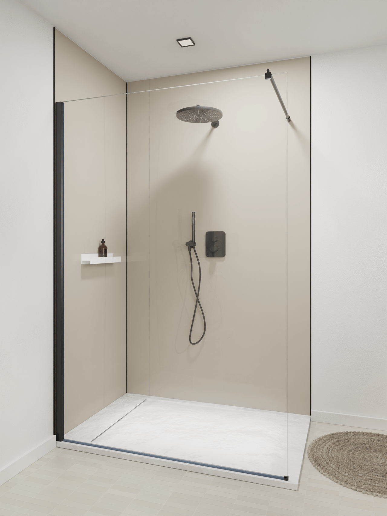 Luca Varess Artdeco Duschrückwand: 90 x 244 cm, Alu-Komposit, Beige matt