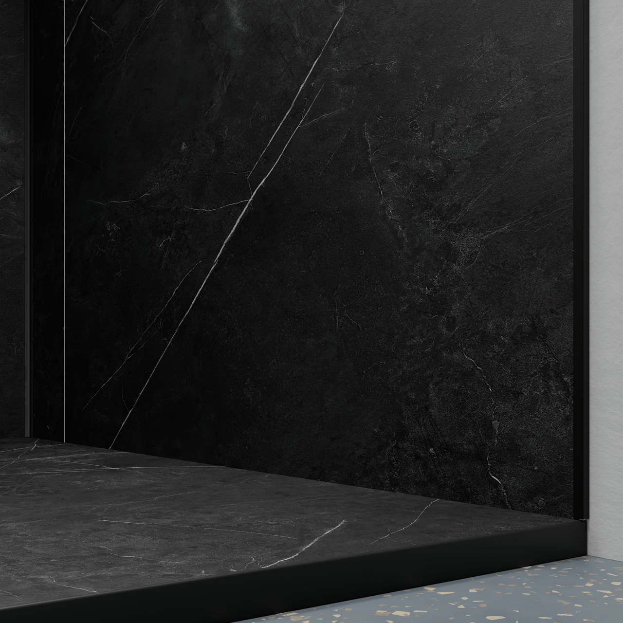 Luca Varess Suite douchebak 140 x 90 cm composietmarmer Marble Dark 