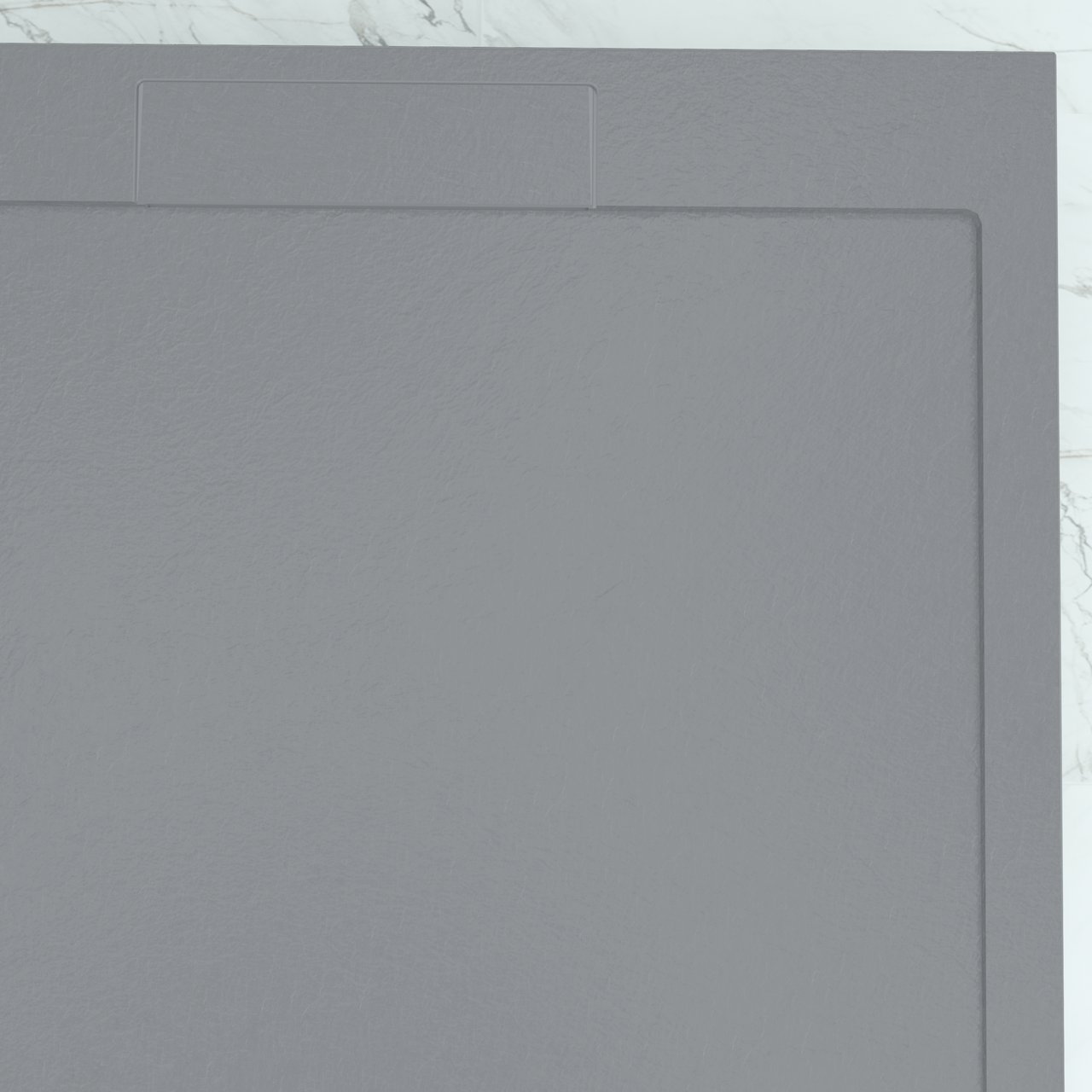 Balmani Indus douchebak 160 x 80 cm composietmarmer donkergrijs leisteenstructuur