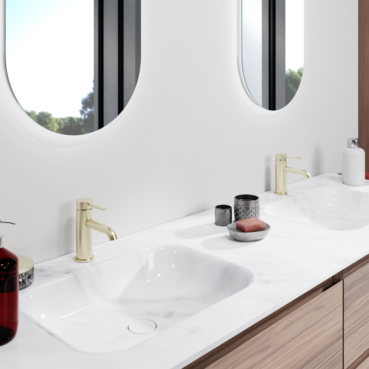 Blaufoss Round EcoStart robinet de lavabo standard Brushed Champagne Gold