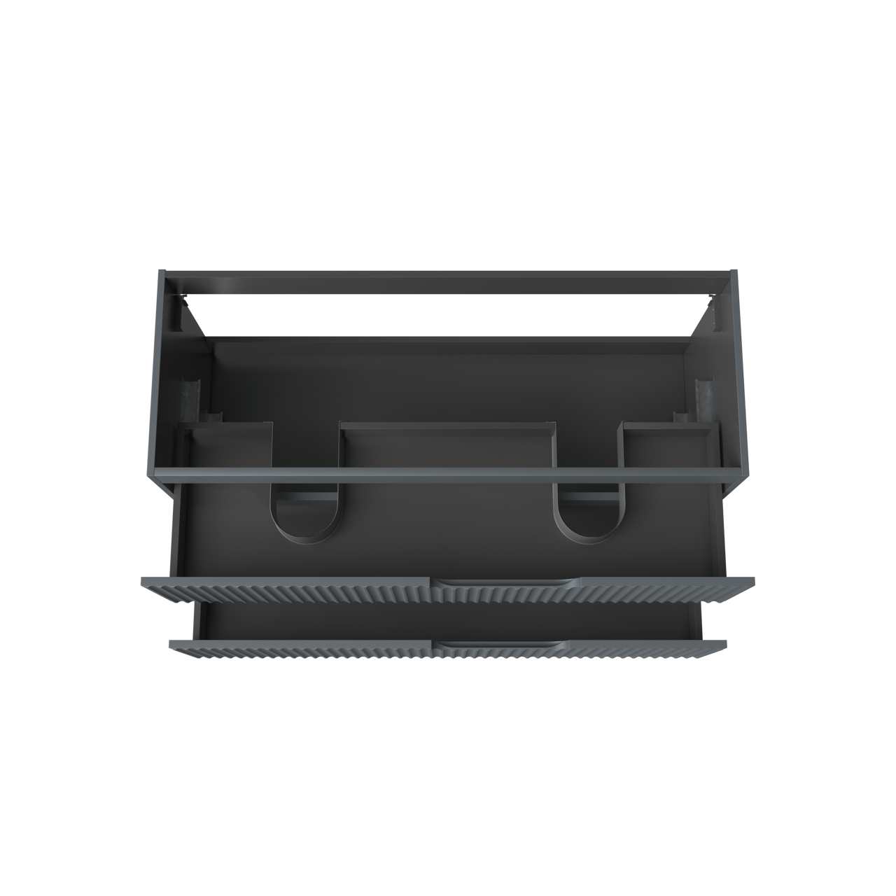 Linie Ribbo hängender Waschbeckenunterschrank: 120 x 46 cm, Blau Anthrazit, 2 Schubladen