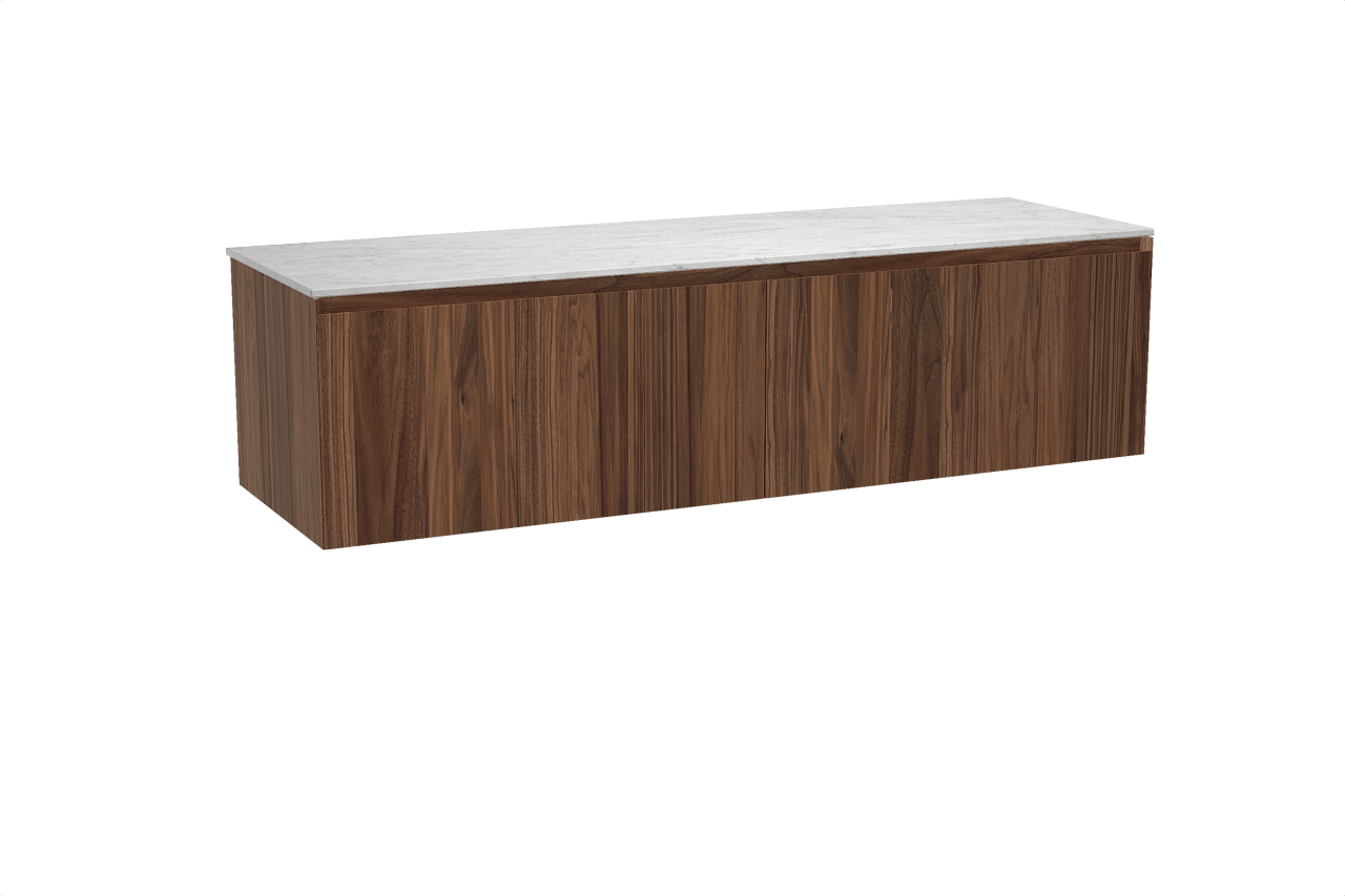 Balmani Idra meuble salle de bains suspendu 180 x 55 cm noyer avec Stretto tablette simple ou double en marbre carrara