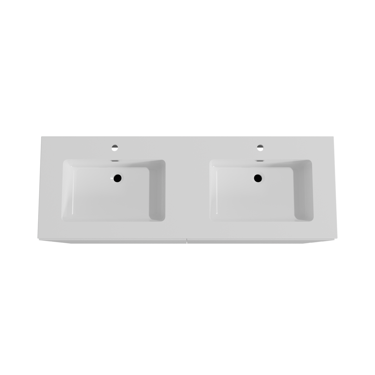 Storke Edge meuble salle de bains à poser 150 x 52 cm blanc brillant avec Diva double vasque en marbre composite blanc brillant