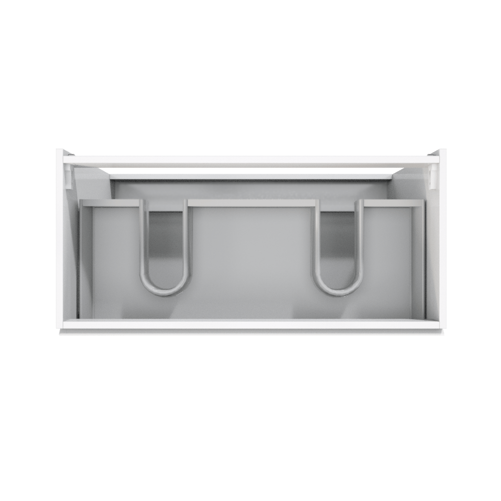 Storke Delta meuble sous-lavabo a poser 100 x 48 cm 2 découpes siphon blanc brillant 3 tiroirs 2 découpés de siphon