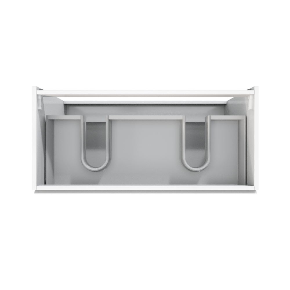 Storke Delta staande wastafelonderkast 100 x 48 cm 2 sifonuitsparingen glanzend wit 3 lades 2 sifonuitsparingen