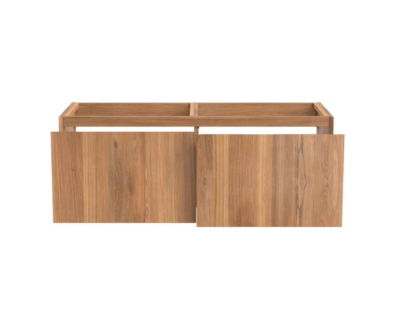 Balmani Idra hängender Waschbeckenunterschrank: 135 x 55 cm, Teak, 4 Schubladen