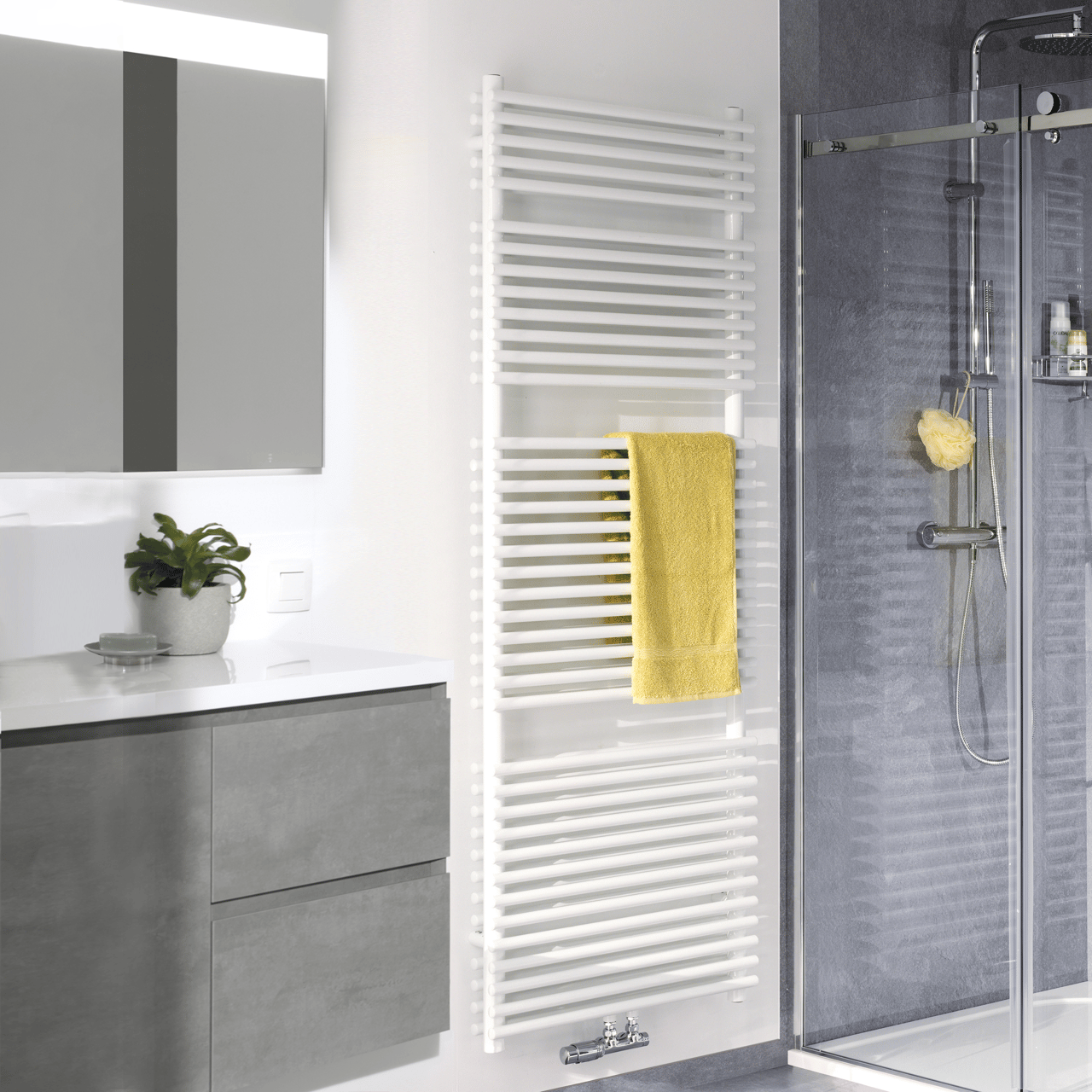 Vipera Alegria Doppelhandtuchheizkörper: 60 x 180 cm, Zentralheizung, Weiß matt, Seiten- & Mittelanschluss, 2010W