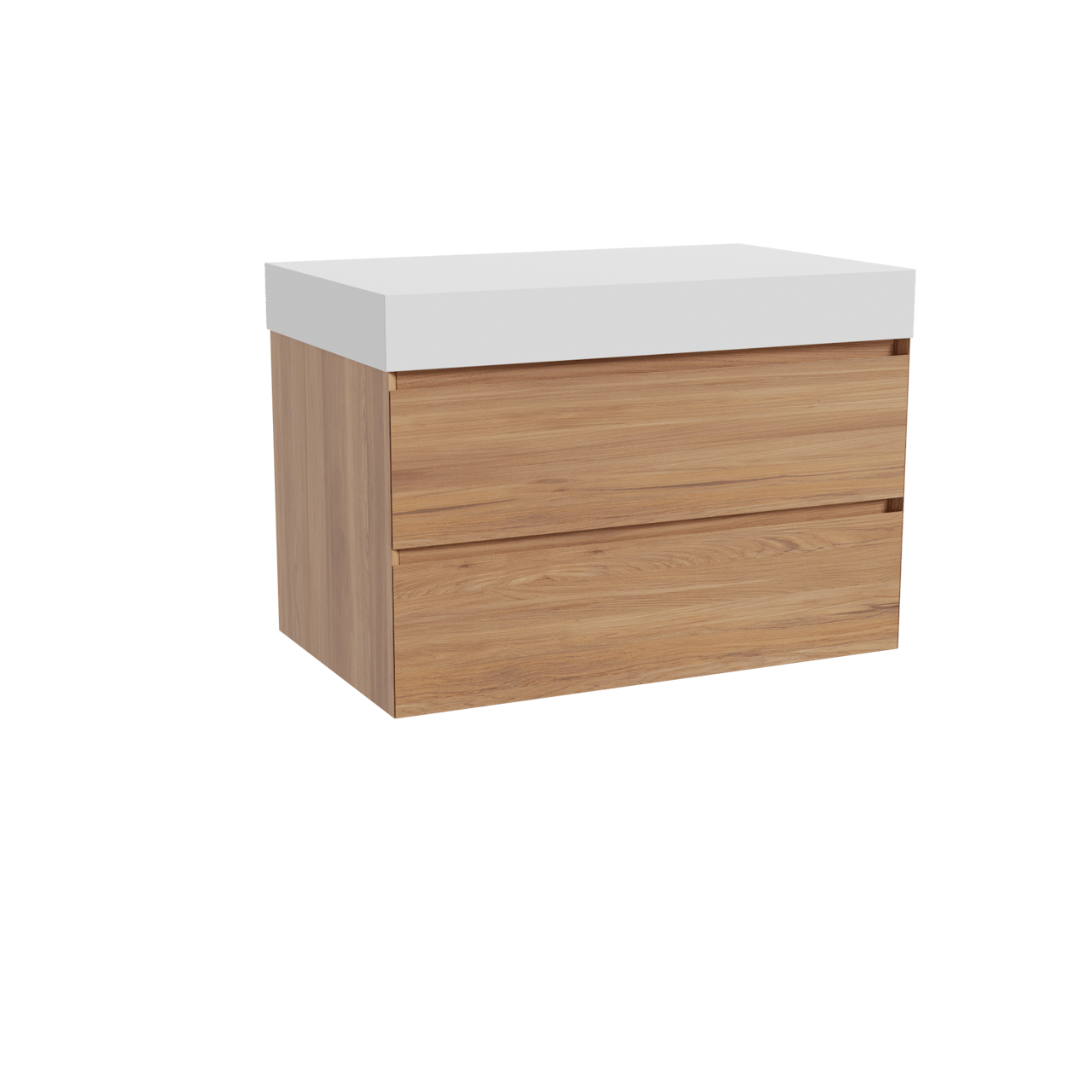 Balmani Mitra hängendes Möbelstück Set: 90 x 55 cm, Teak, mit Dominus Einzel Waschtischplatte, Solid Surface Weiß matt