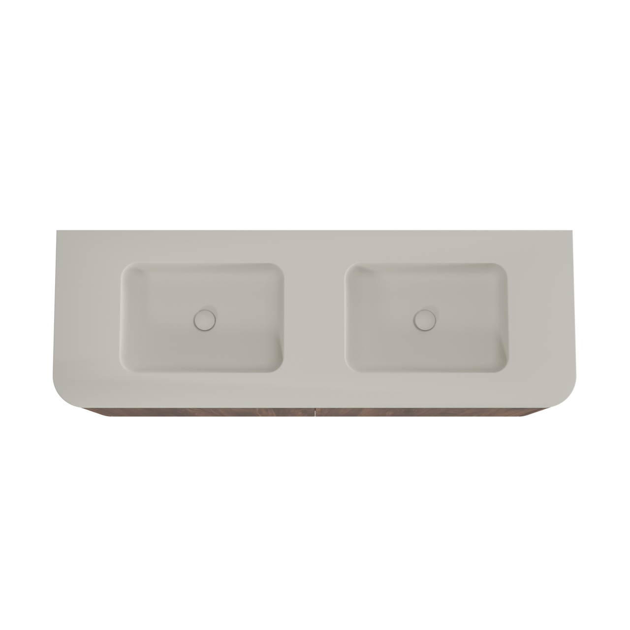 Balmani Moon hängendes Möbelstück Set: 160 x 55 cm, Amerikanischer Nussbaum, mit Moon Doppelwaschtisch, Top Solid Seidengrau