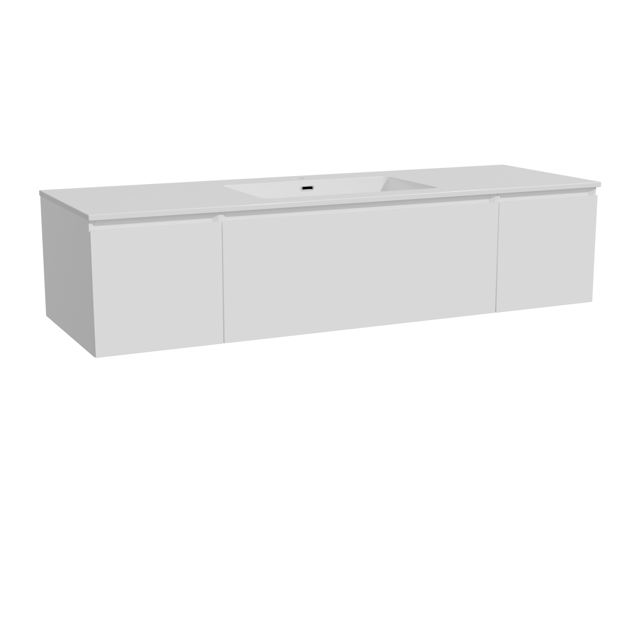 Storke Edge meuble salle de bains suspendu 155 x 52 cm blanc mat avec Diva plan simple en marbre composite blanc brillant