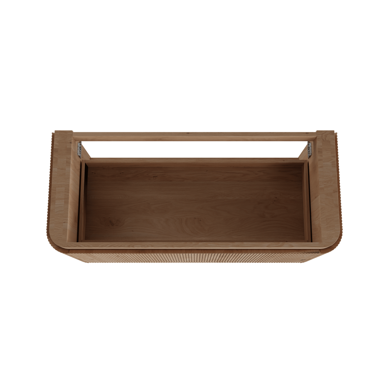 Balmani Moon hängender Waschbeckenunterschrank: 130 x 55 cm, Eiche natur, 2 Schubladen, Vert. Sym. Rippe