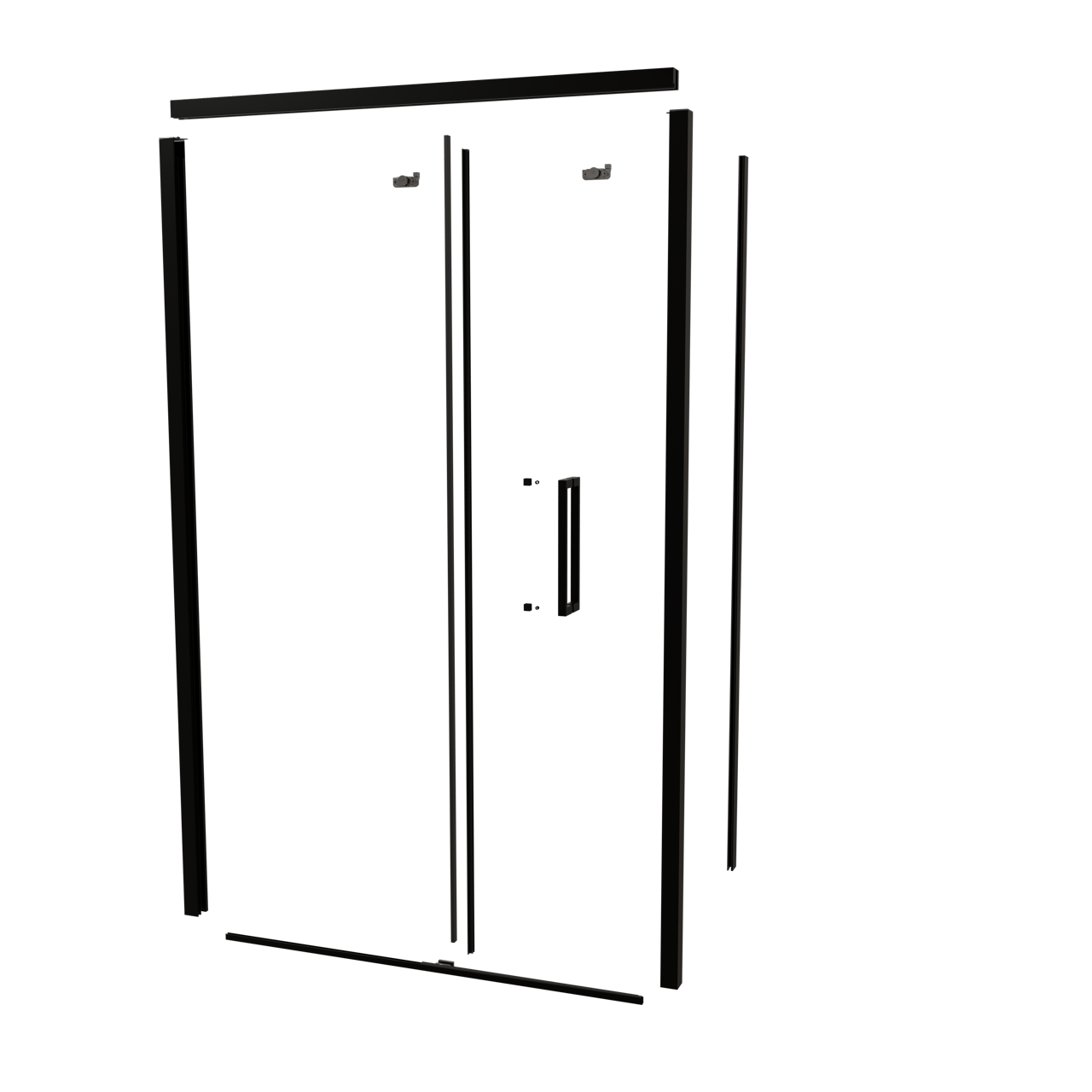 Balmani Senses Design 120 cm Links Profilset für Eckduschen mit Schiebetür Schwarz matt