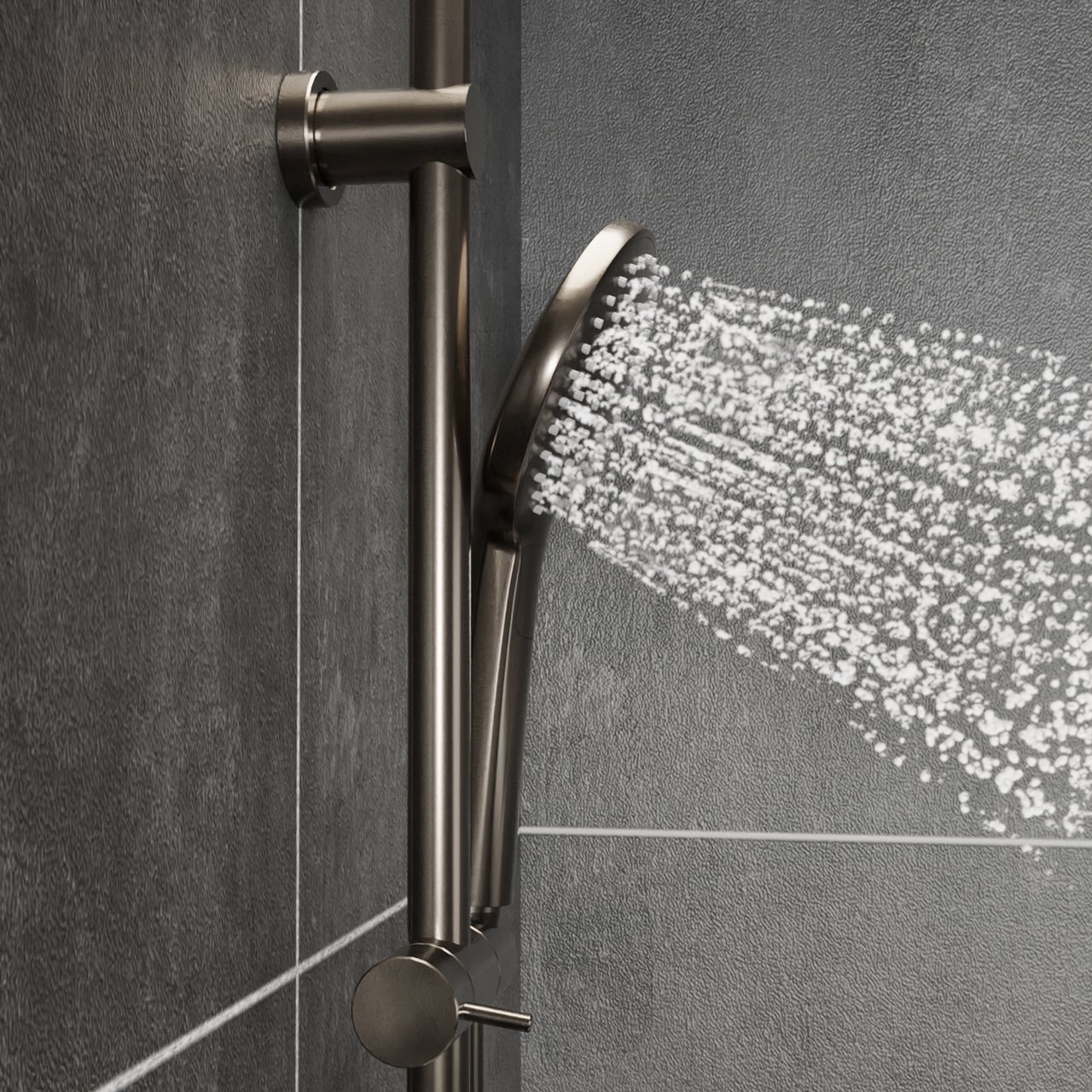 Blaufoss Round 300 Duschsystem: Brushed GunMetal