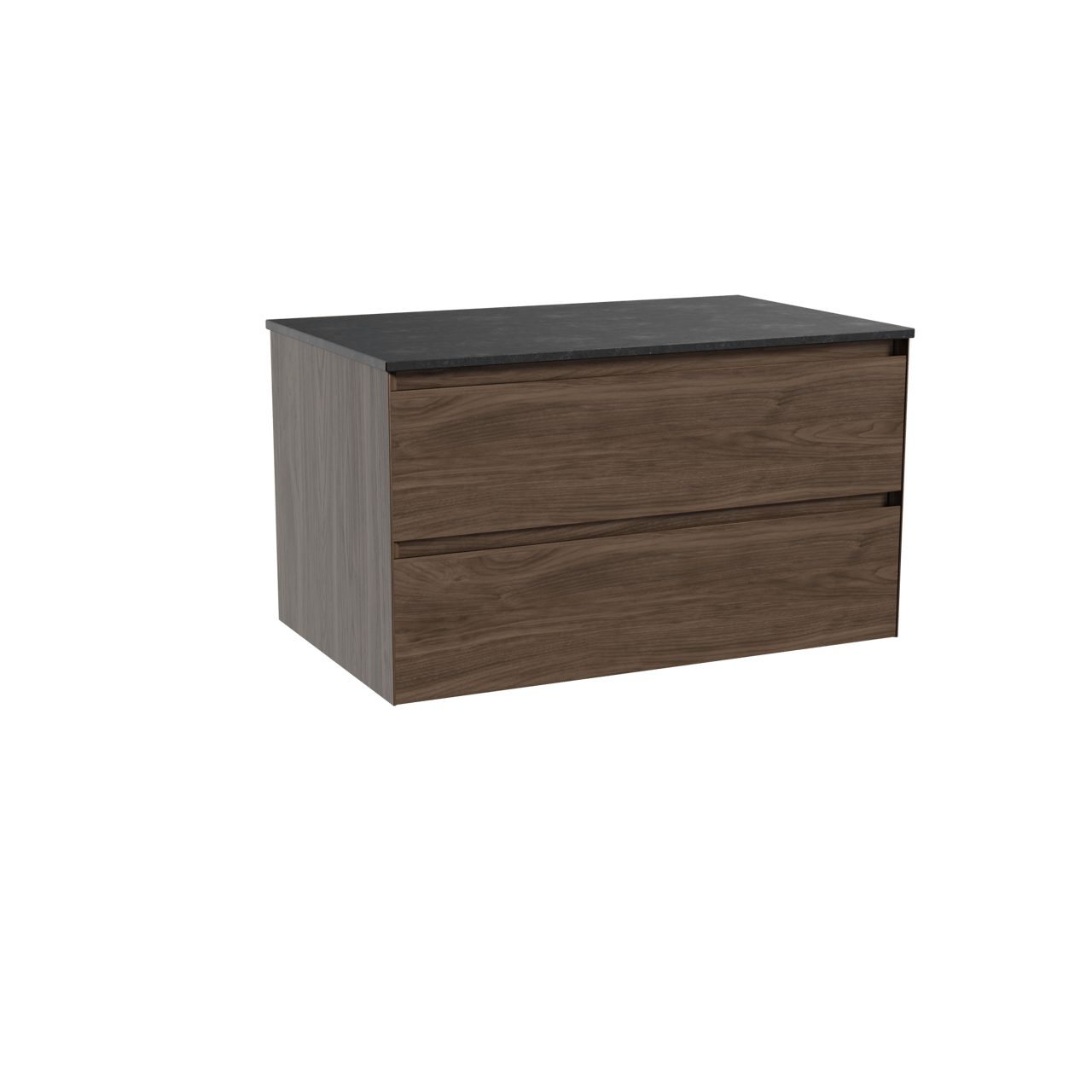 Balmani Mitra meuble salle de bains suspendu 90 x 55 cm noyer américain avec Stretto tablette simple en granit noir