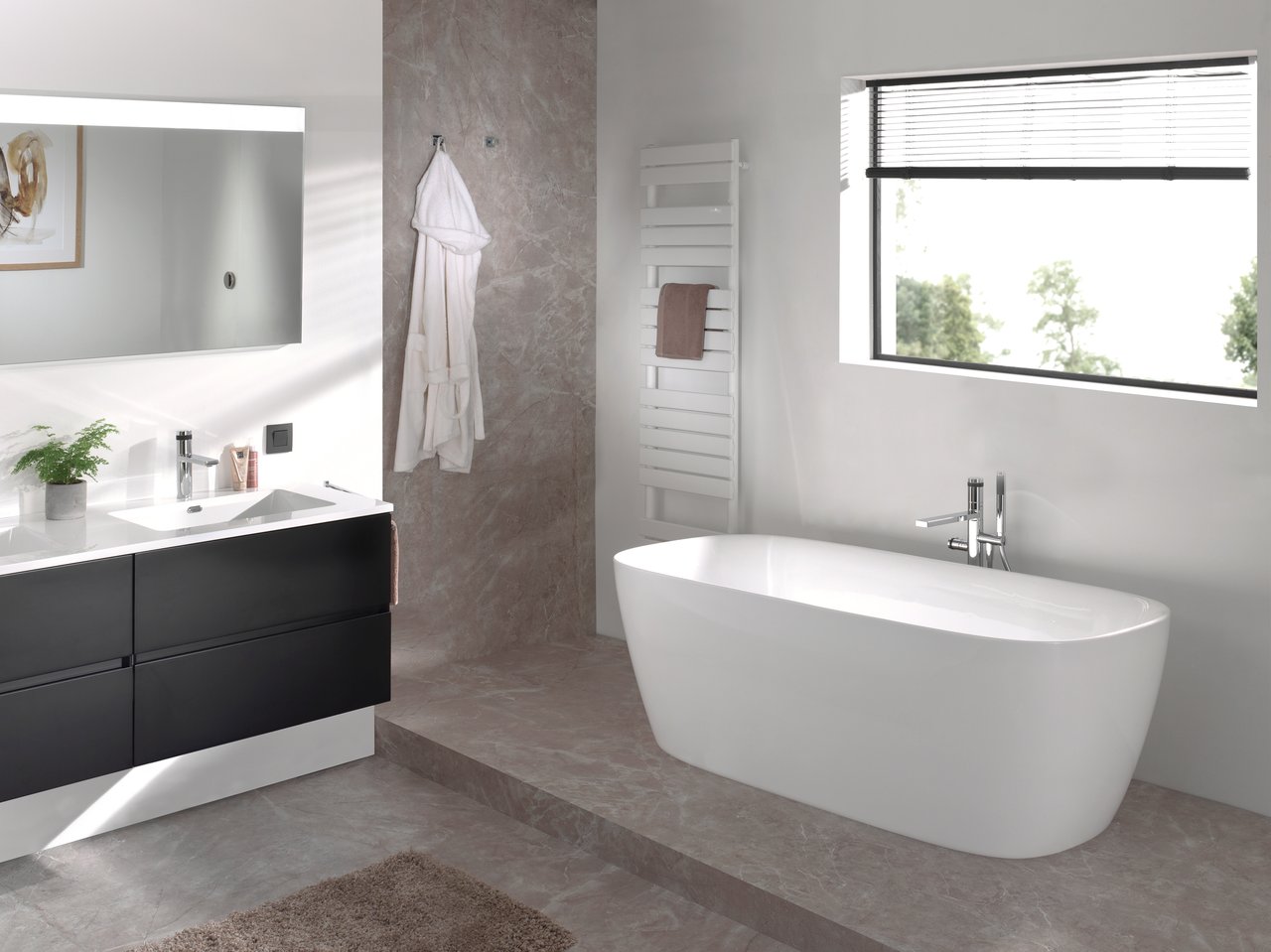 Luca Varess Plutonia baignoire îlot ovale 170 x 80 cm acrylique blanc brillant