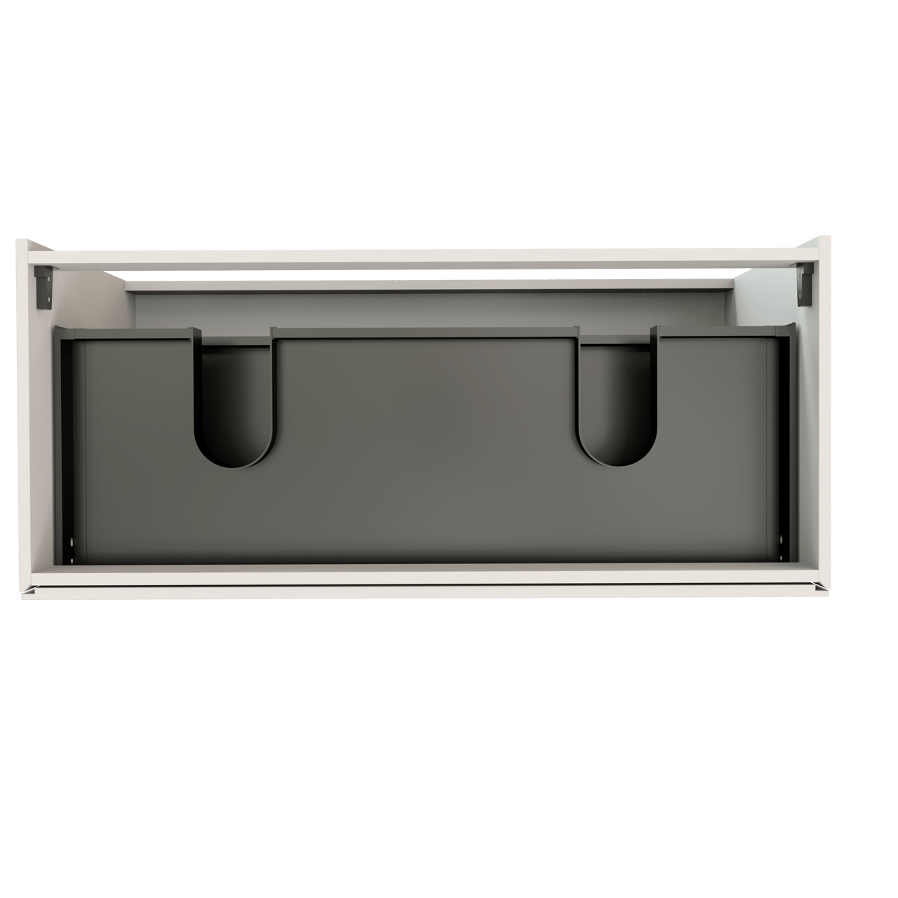 Storke Edge meuble sous-vasque a poser 120 x 52 cm Blanc Brillant 3 tiroirs 2 découpés de siphon