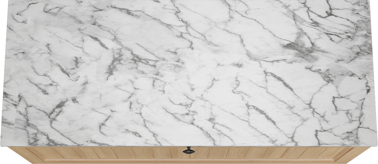 Balmani Lemon zwevend badkamermeubel 135 x 55 cm, fineer natuur eik met Stretto enkel of dubbel tablet in carrara