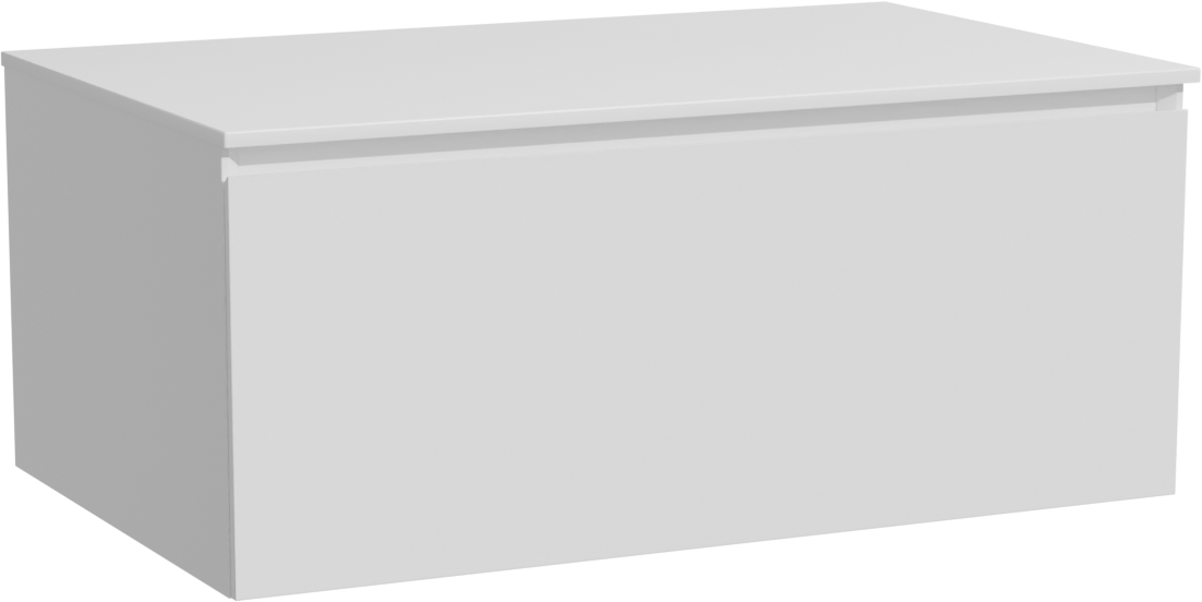 Storke Edge zwevend badmeubel 85 x 52 cm mat wit met Tavola enkel wastafelblad in solid surface mat wit