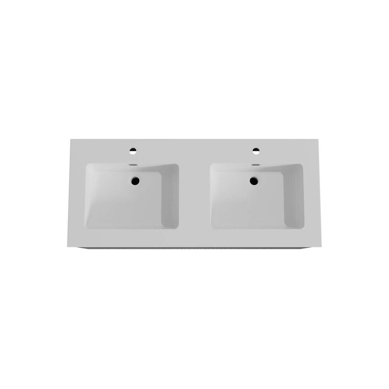 Storke Ribs zwevend badmeubel 120 x 52 cm zwart eiken met Diva dubbele wastafel in composietmarmer hoogglans wit, Verticale asymmetrische rechte ribbel