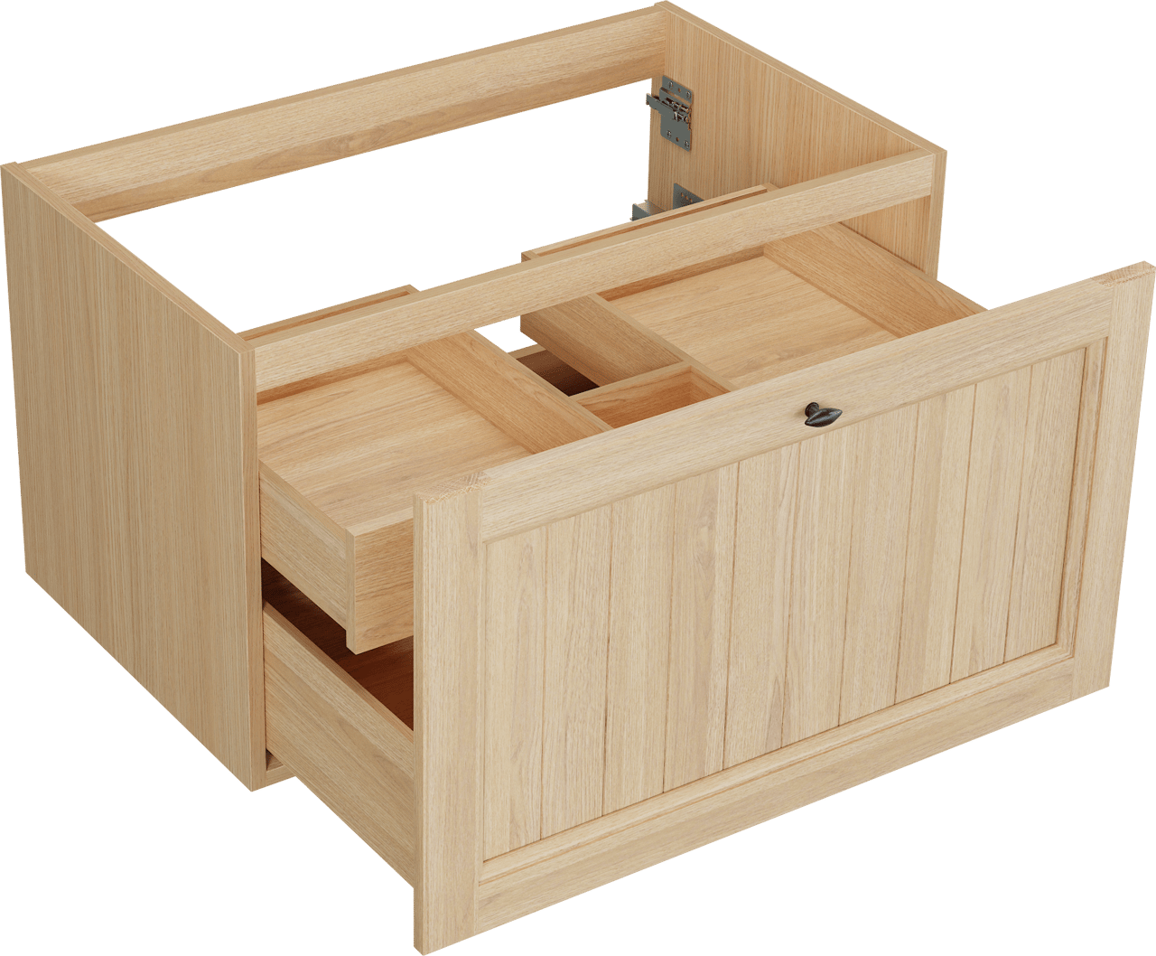 Balmani Lemon hängender Waschbeckenunterschrank: 90 x 55 cm, Naturbelassene Eiche Furnier, 2 Schubladen