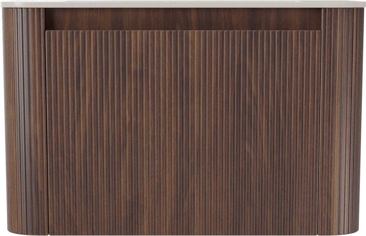 Storke Soft meuble salle de bains suspendu 80 x 46 cm noyer avec Mata Soft plan simple en Solid Surface beige granite, Nervure droite symétrique verticale