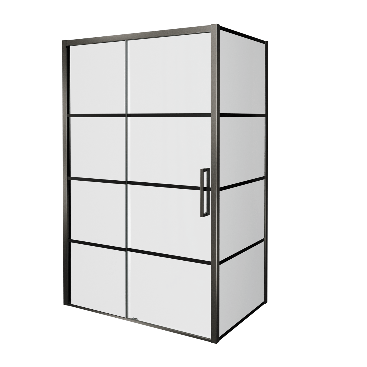 Balmani Senses Design Eckdusche: Schiebetür (Links) mit fixierte Seitenwand, 160 x 90 cm, Lined, Profil Brushed GunMetal